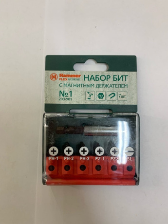 Набор бит Hammer Flex 203-901 PB  набор No1 Ph/Pz/Sl  7шт. "витринный образец"